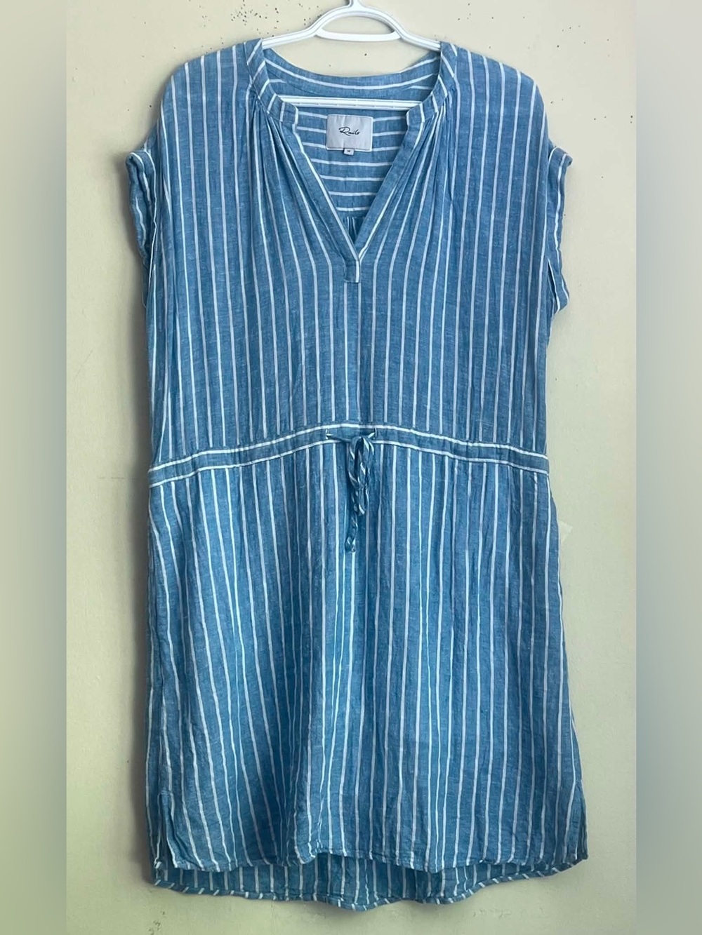 Rails Blue and White Striped Linen Tunic Dress * Small Snag on Back as Shown